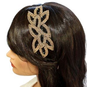 Flapper Headband 1920s Gatsby Leaf Beaded Women Hair Accessory for Costume Party